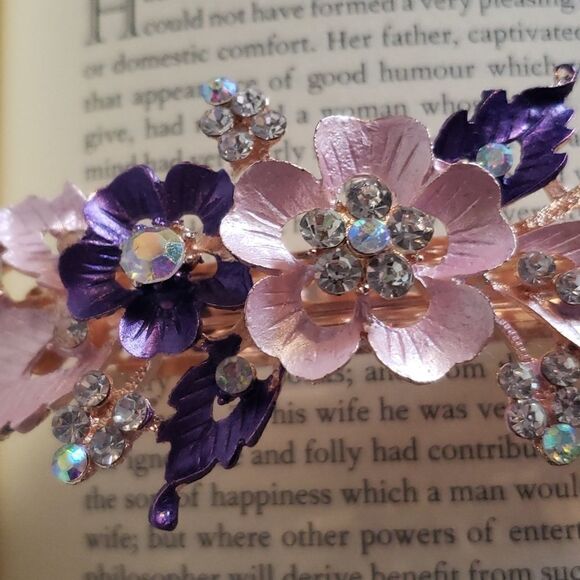 Pink and Purple Floral Hair Clip - Picture 2 of 3